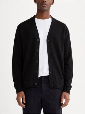 Everlane The Classic Cardigan Men's Medium Black Everyday Cotton Minimal Rexaed